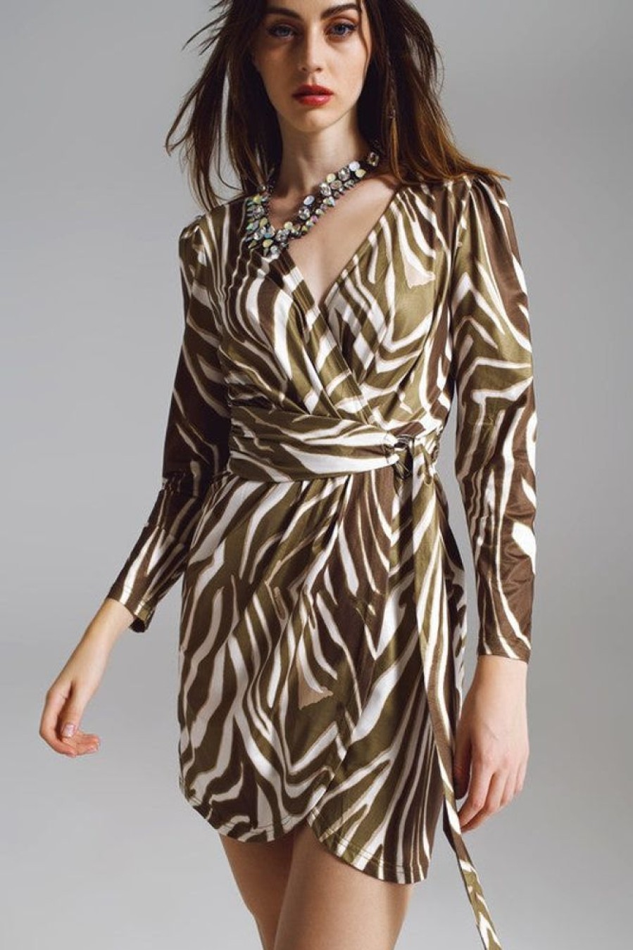 Clothing Q2 Ciara Dress Brown Zebra