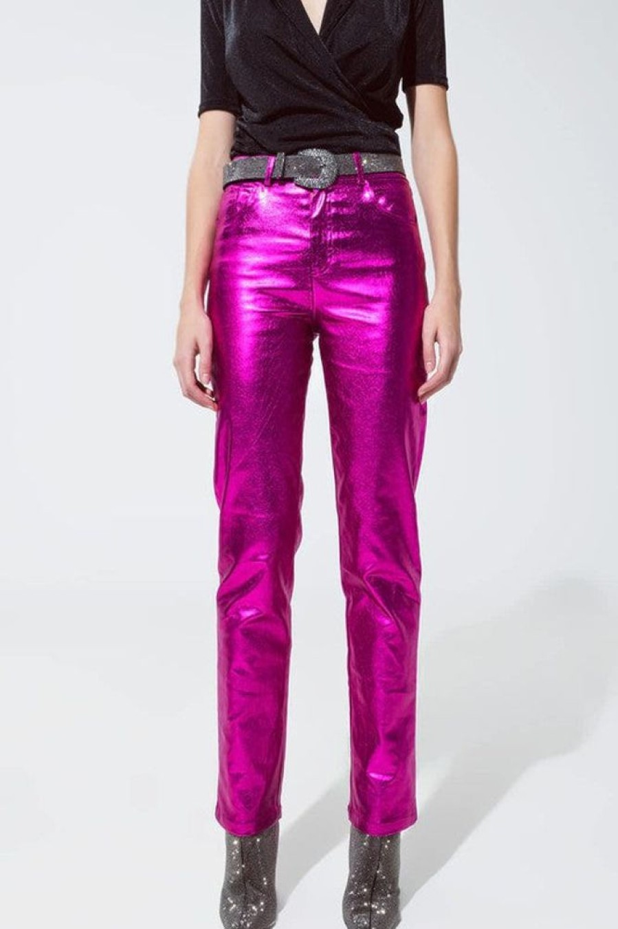 Clothing Q2 Style Queen Pants Fuchsia Metallic