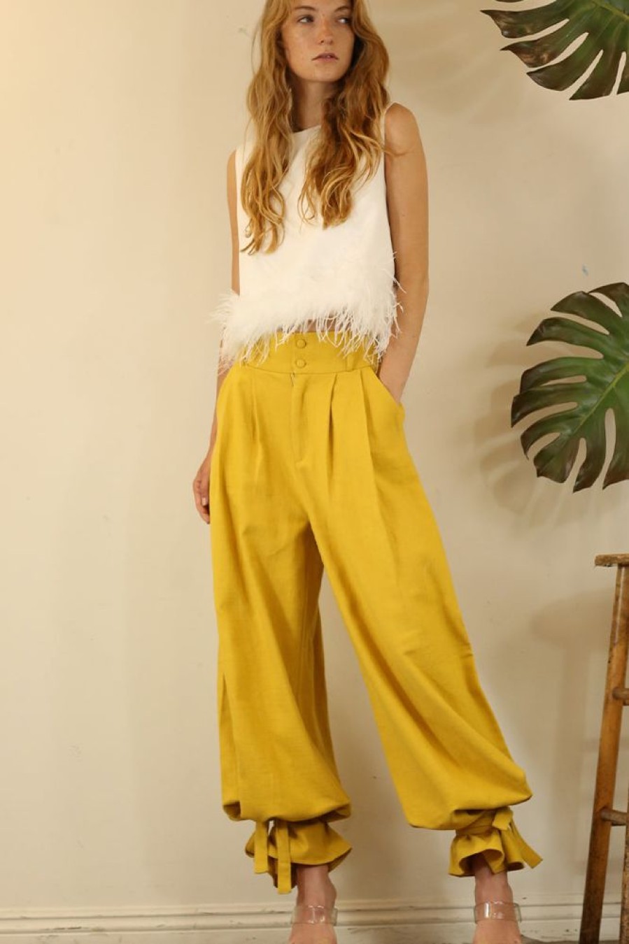 Clothing Mulla Jasmine Linen Pants Mustard