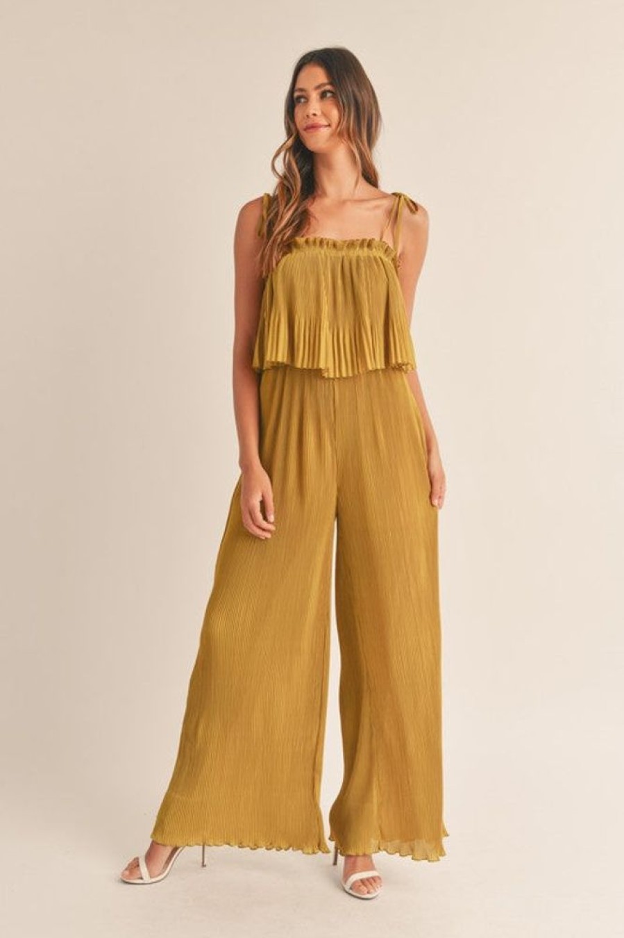 Clothing Mable Victoria Pleated Jumpsuit Mustard