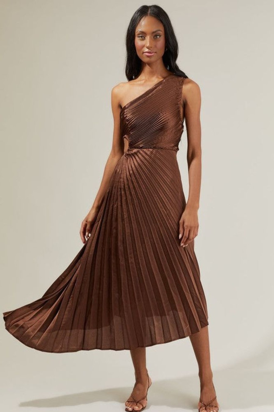 Clothing Sugar Lips Nancy Pleated Dress Brown