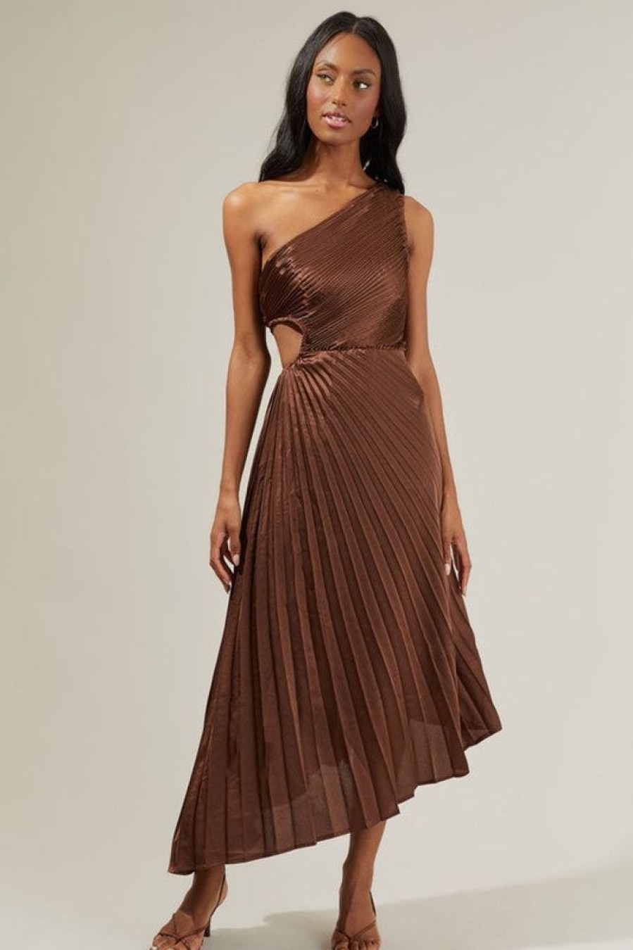 Clothing Sugar Lips Nancy Pleated Dress Brown