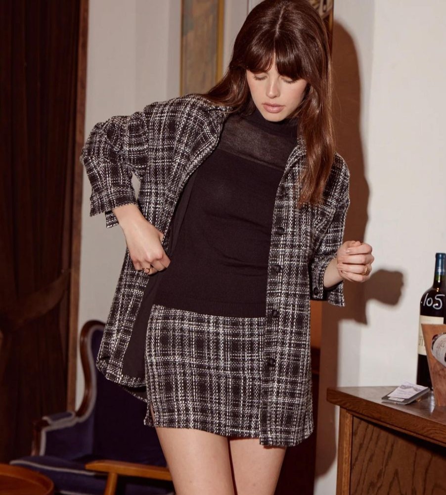 Clothing Lucy Paris Lucy Paris -Iman Plaid Mini Skirt- Black Plaid