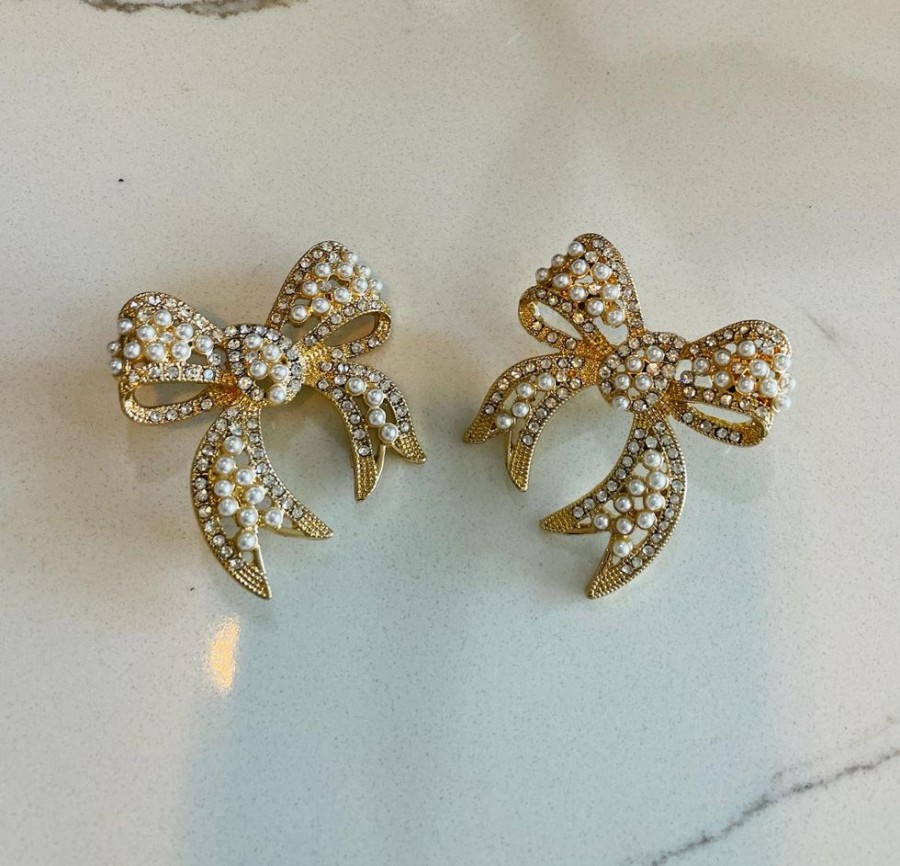 Accessories Joia Bow Earrings Pearl/Gold