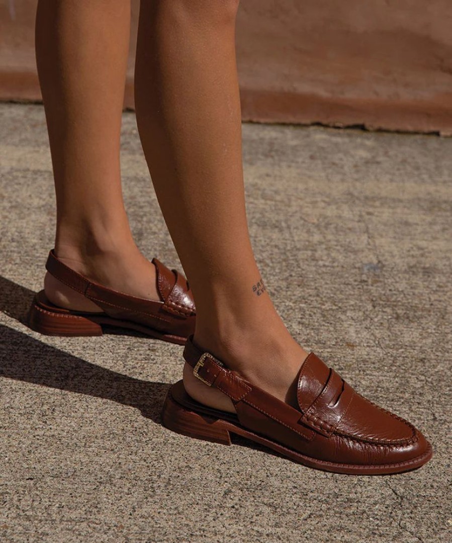 Shoes Dolce Vita Dolce Vita -Hardi Loafers- Brown Crinkle Patent Leather