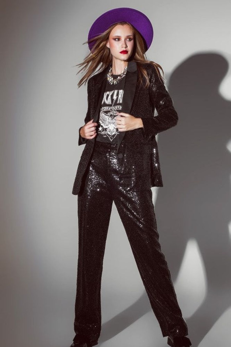 Clothing Q2 Sasha Sequin Pants Black