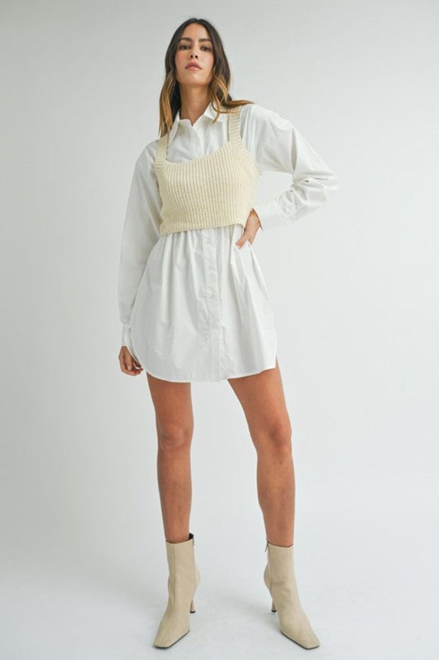 Clothing Mable Melenise Shirt Dress White/Cream