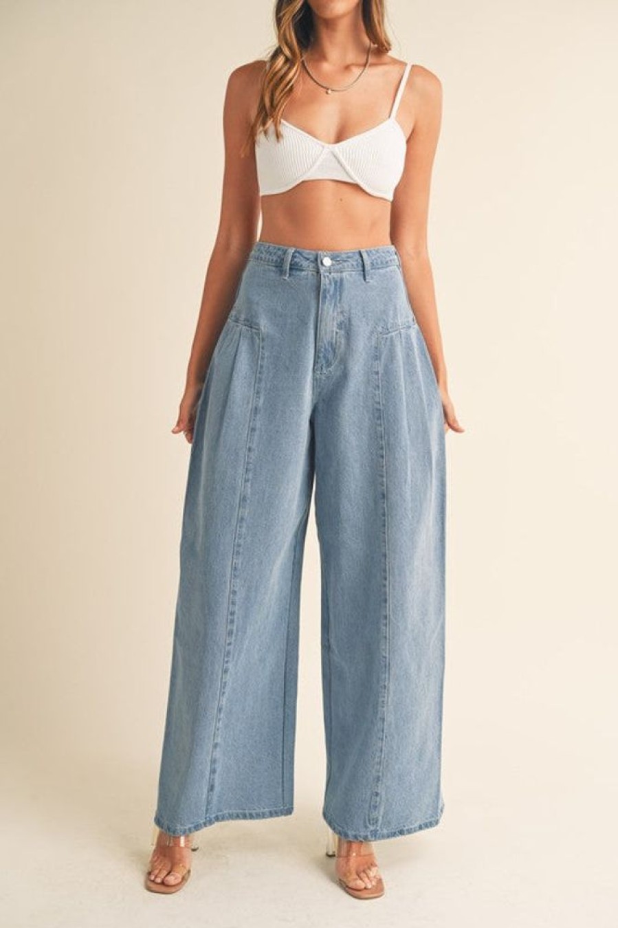 Clothing Mable Ziara Pleated Jeans Light Blue