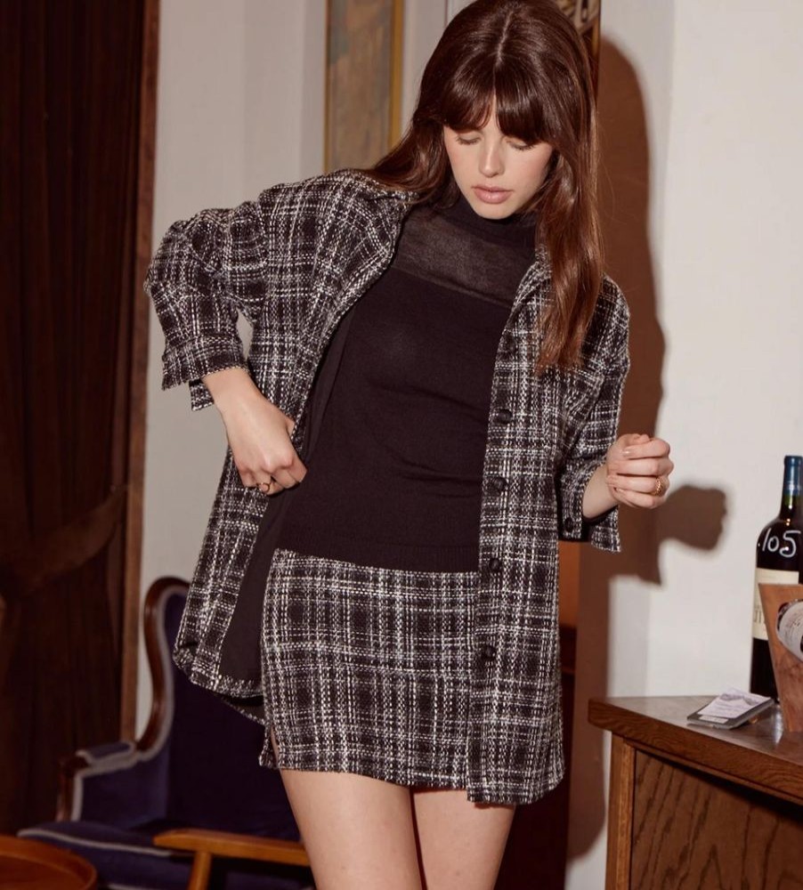 Clothing Lucy Paris Lucy Paris -Iman Plaid Mini Skirt- Black Plaid