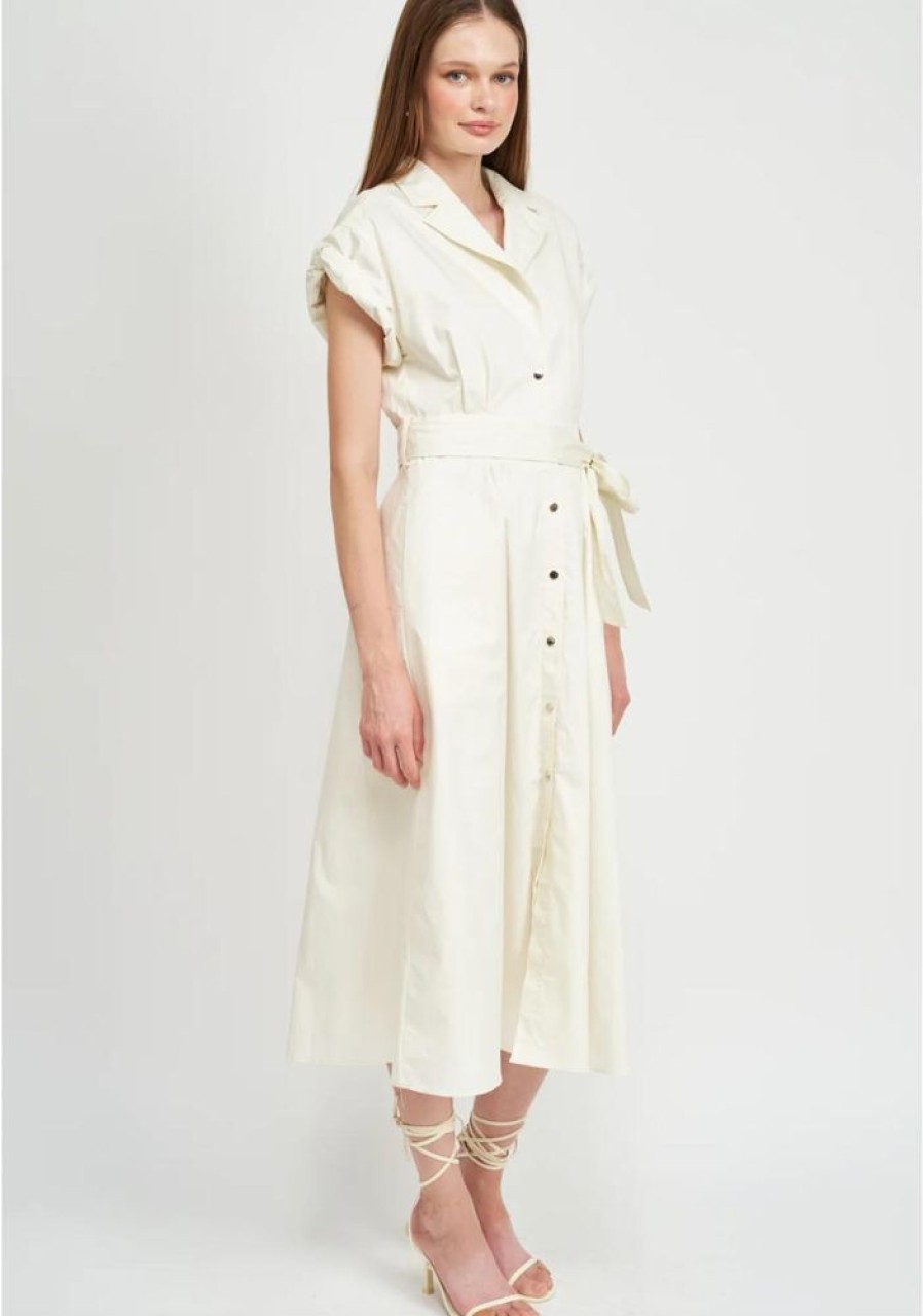 Clothing Ensaison Zoya Midi Shirtdress Cream