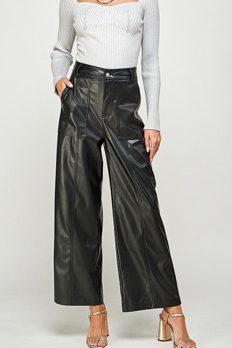 Clothing Miss Love Melina Leather Pants Black