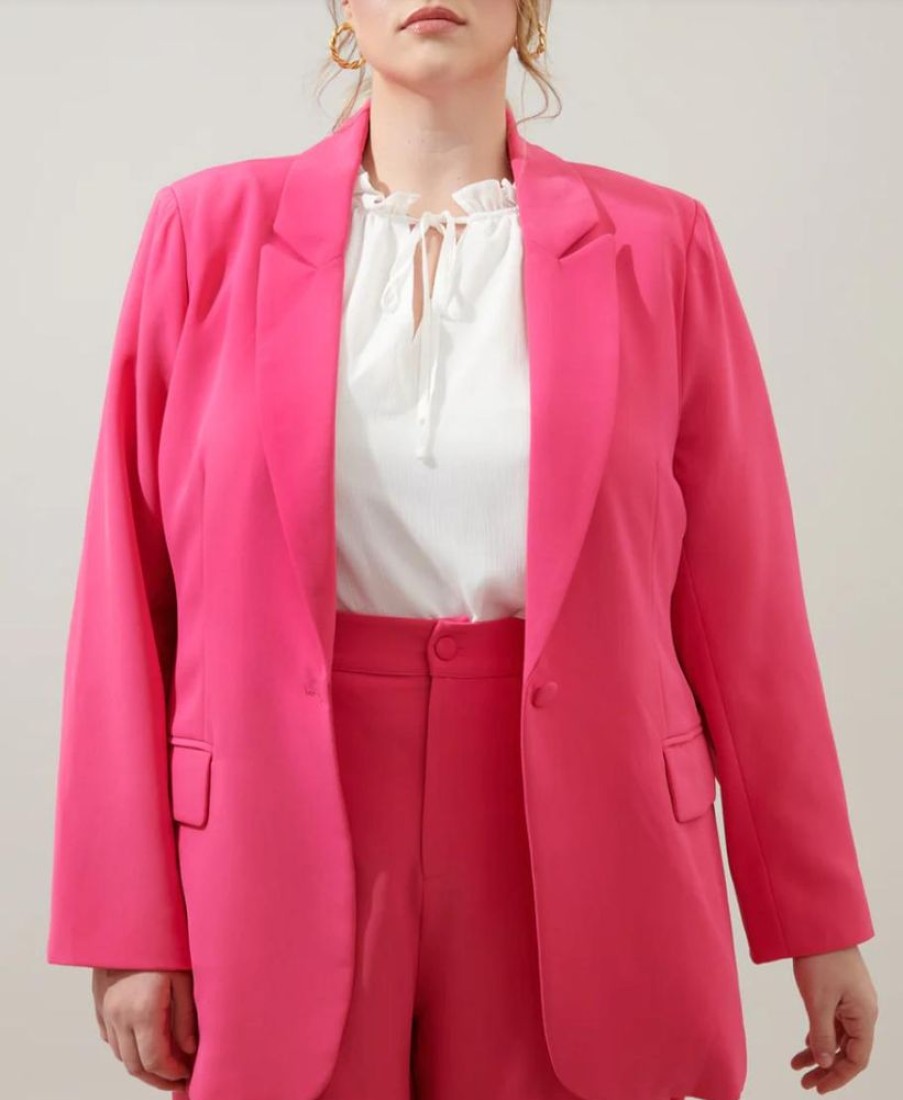 Clothing Sugar Lips Angela Plus Blazer Fuchsia